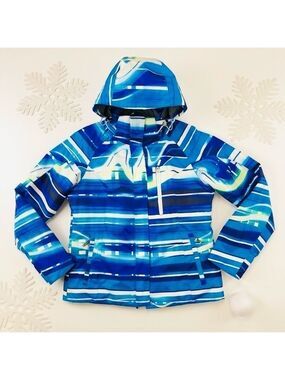 Phenix graphic blue ski snowboarding hooded womens winter sport jacket Size 8